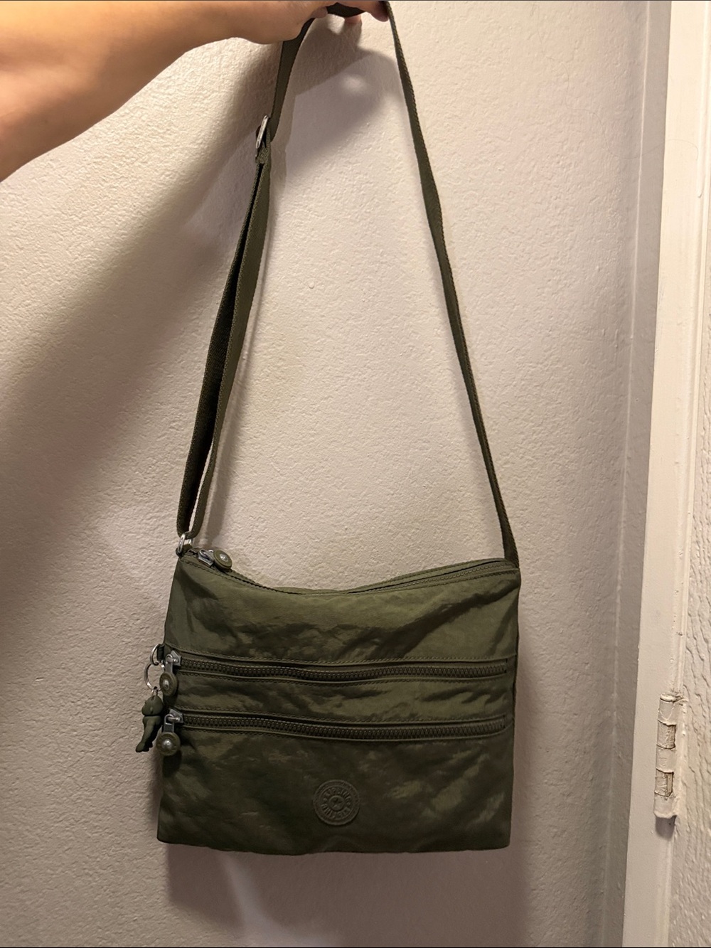 Kipling Olive Green Crossbody Messenger Bag